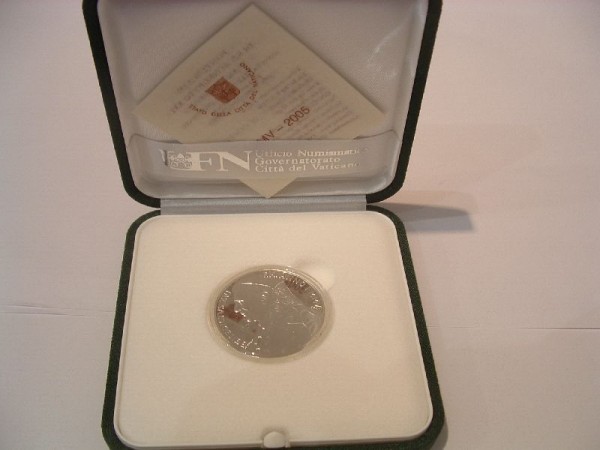 (afbeelding voor) 5 Euromunt Vaticaan 2005 Proof in cassette